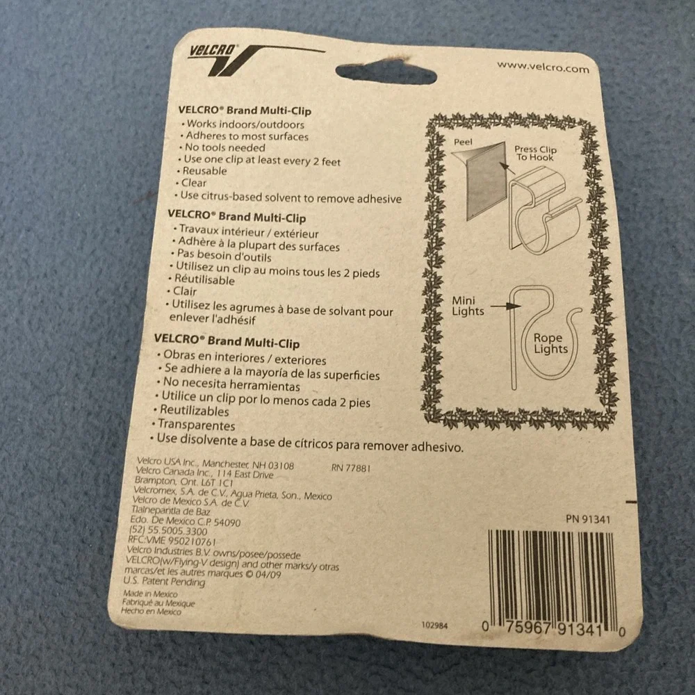 NOS Velcro Brand Clear Multi-Clip 20 Count Box for Indoor/Outdoor - Lot of 2